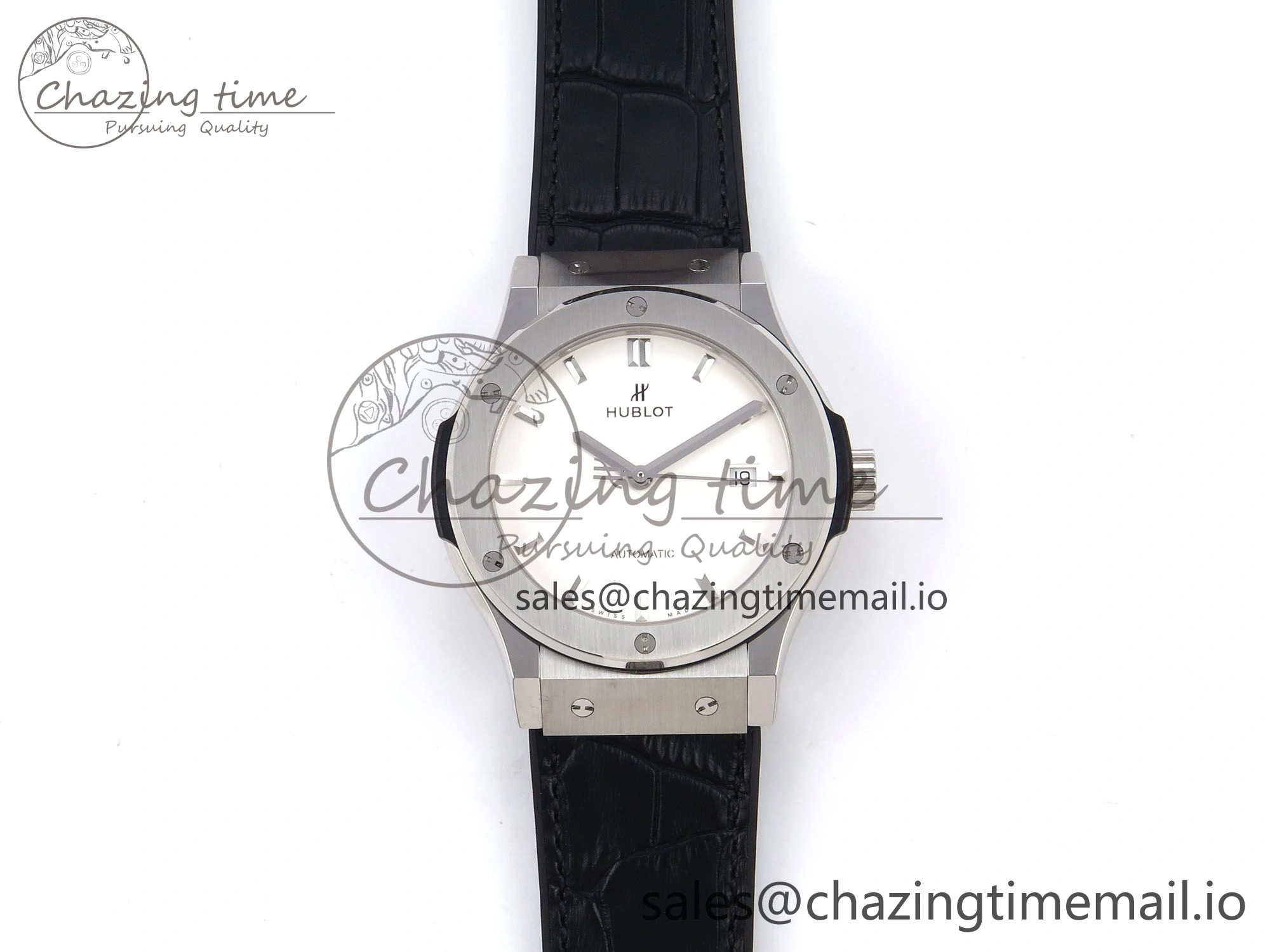 Classic Fusion 42mm SS JJF 1:1 Best Edition White Dial on Black Gummy Leather Strap