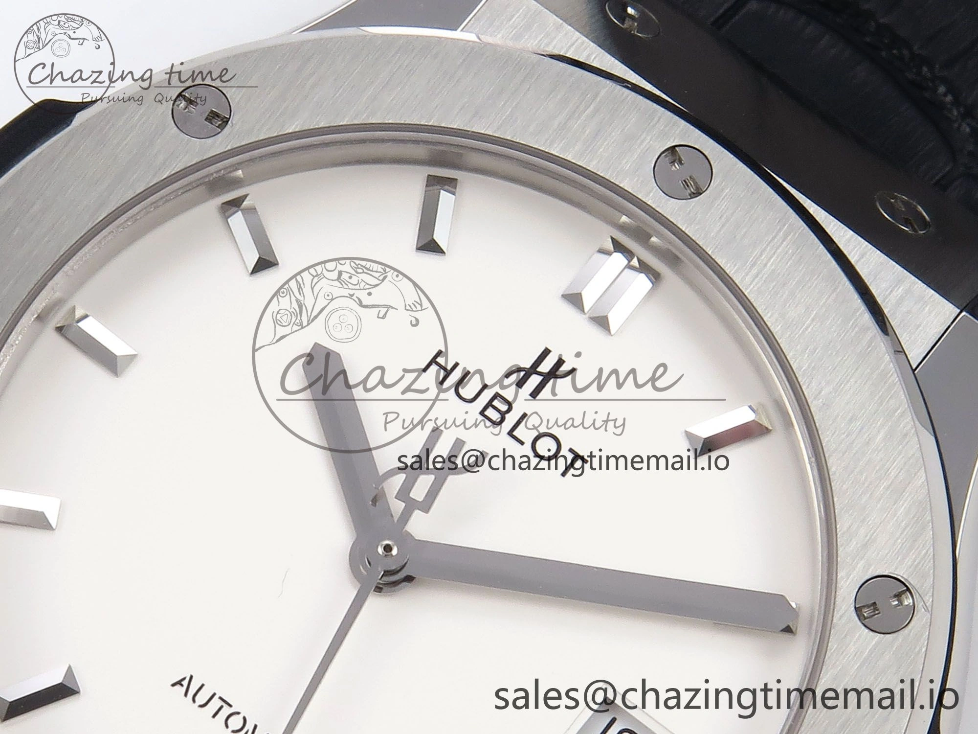 Classic Fusion 42mm SS JJF 1:1 Best Edition White Dial on Black Gummy Leather Strap