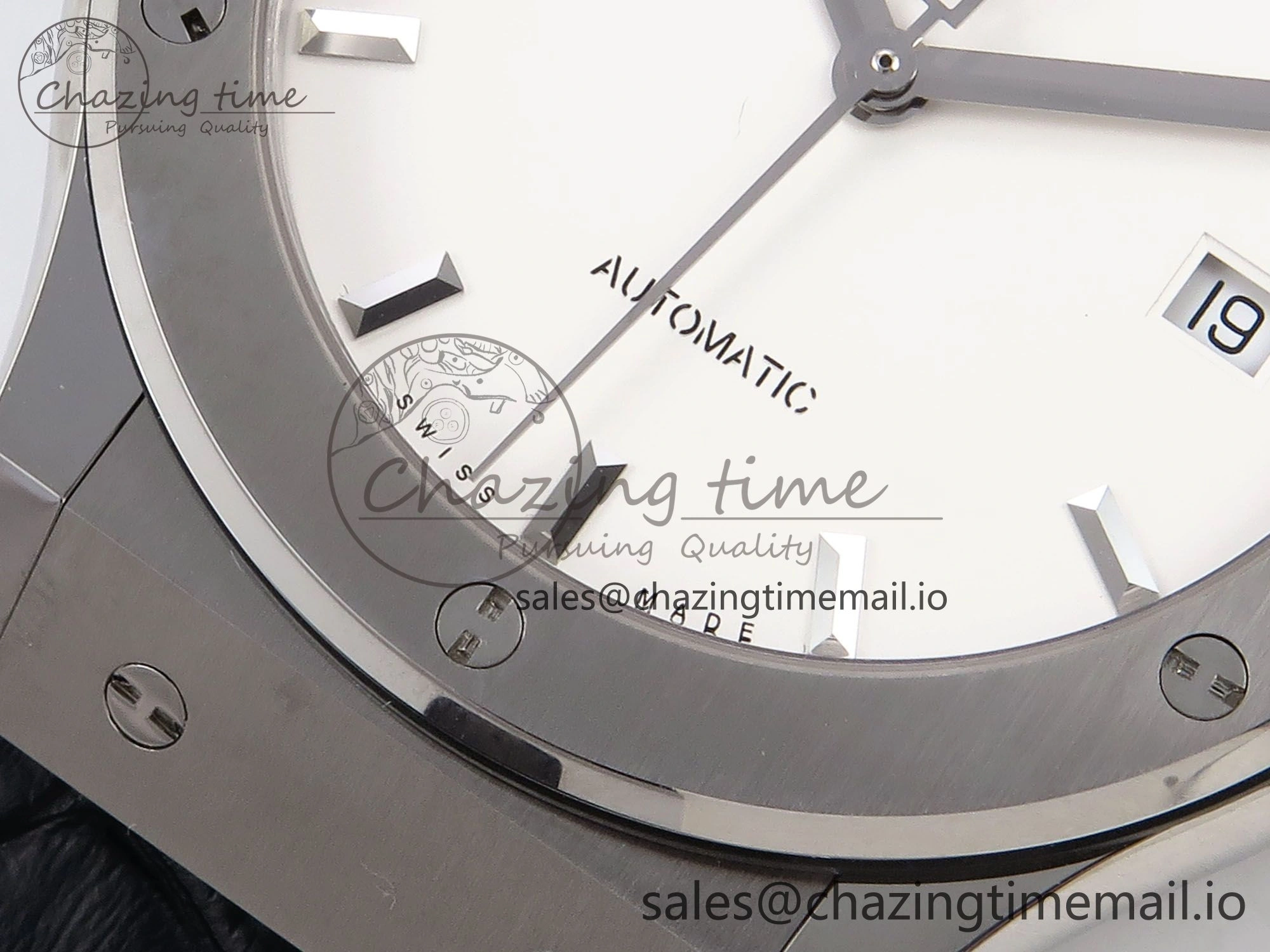 Classic Fusion 42mm SS JJF 1:1 Best Edition White Dial on Black Gummy Leather Strap