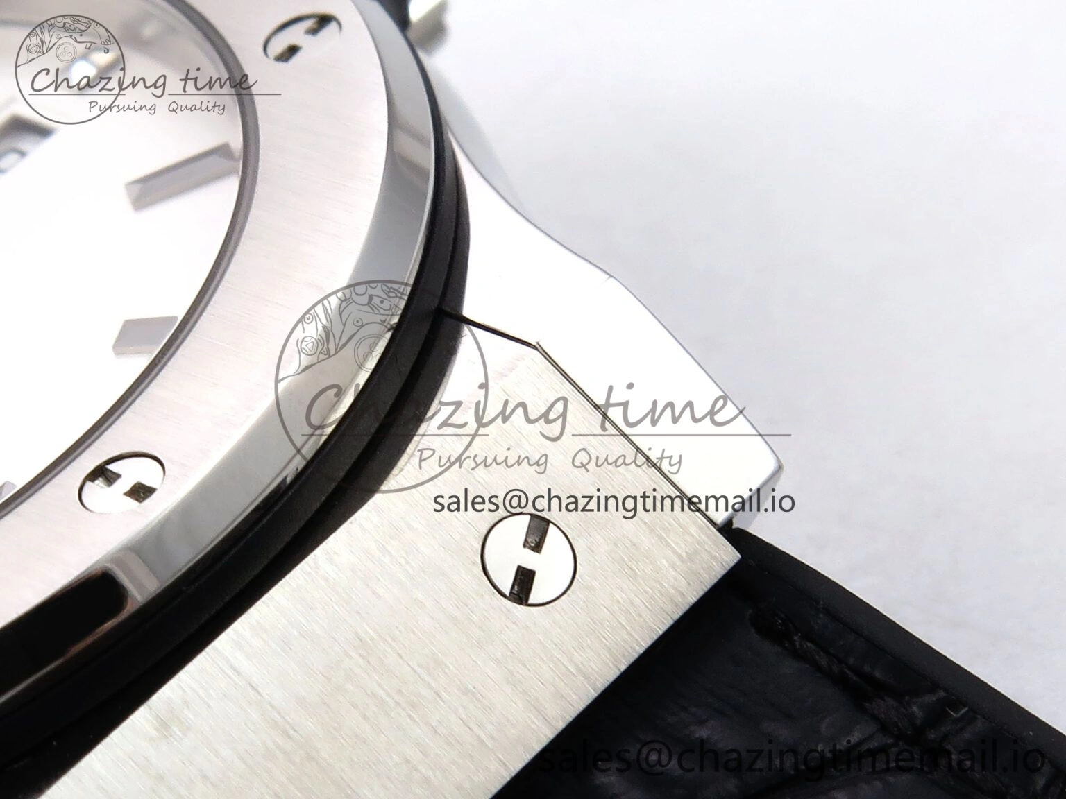 Classic Fusion 42mm SS JJF 1:1 Best Edition White Dial on Black Gummy Leather Strap