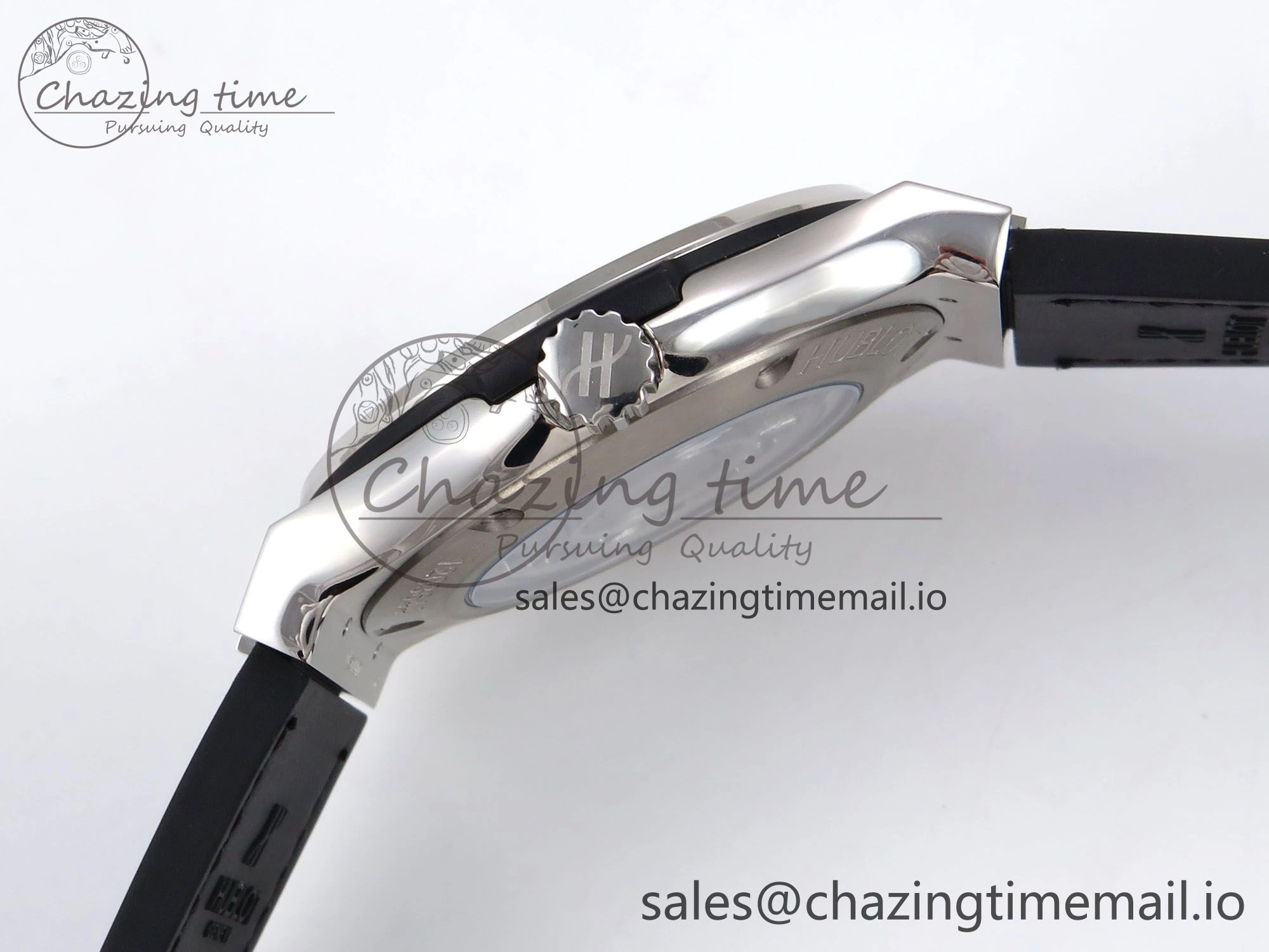 Classic Fusion 42mm SS JJF 1:1 Best Edition White Dial on Black Gummy Leather Strap