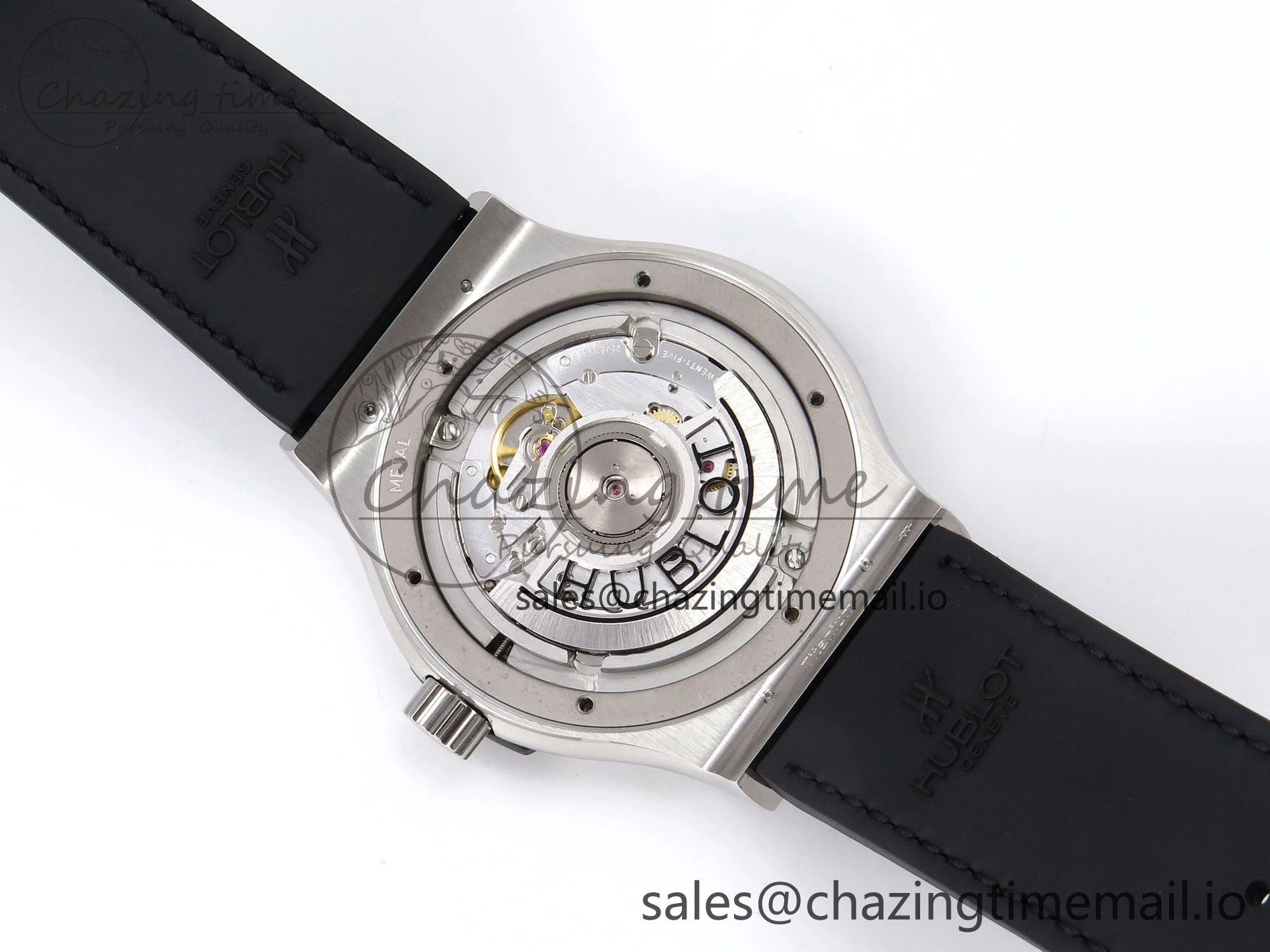 Classic Fusion 42mm SS JJF 1:1 Best Edition White Dial on Black Gummy Leather Strap