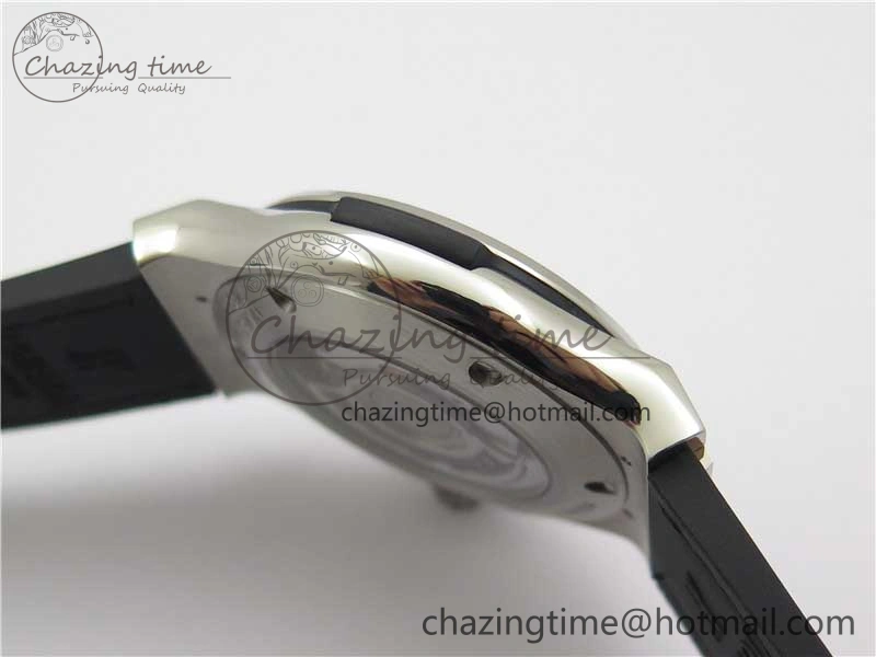 Classic Fusion 42mm SS Paved Diamonds Bezel B50F Black Dial On Gummy Strap A2892