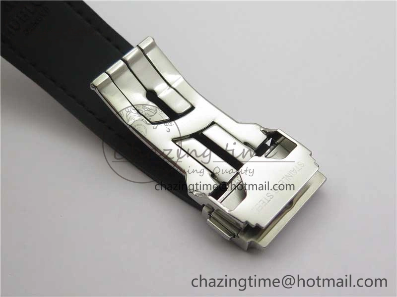 Classic Fusion 42mm SS Paved Diamonds Bezel B50F Black Dial On Gummy Strap A2892