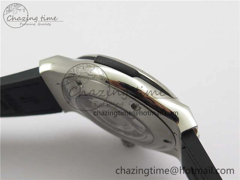 Classic Fusion 42mm SS Paved Diamonds Case Bezel B50F Black Dial On Gummy Strap A2892