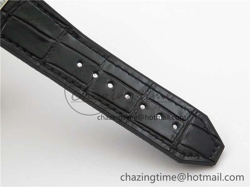 Classic Fusion 42mm SS Paved Diamonds Case Bezel B50F Black Dial On Gummy Strap A2892