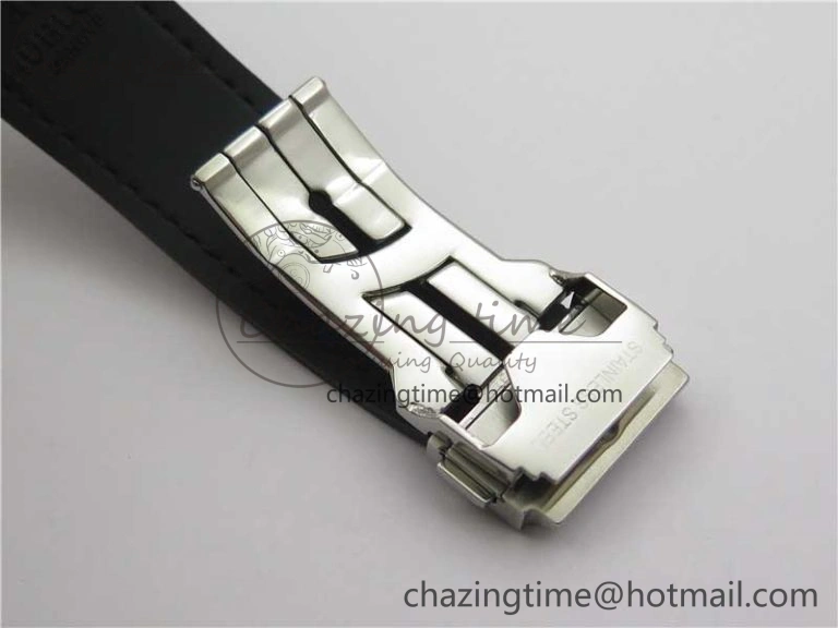 Classic Fusion 42mm SS Paved Diamonds Case Bezel B50F Black Dial On Gummy Strap A2892
