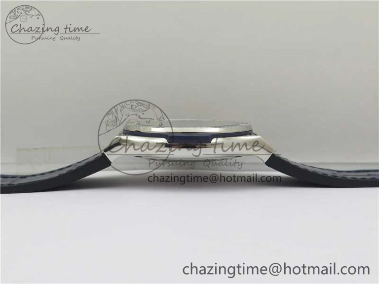 Classic Fusion 42mm SS Paved Diamonds Case Bezel B50F Blue Dial On Gummy Strap A2892