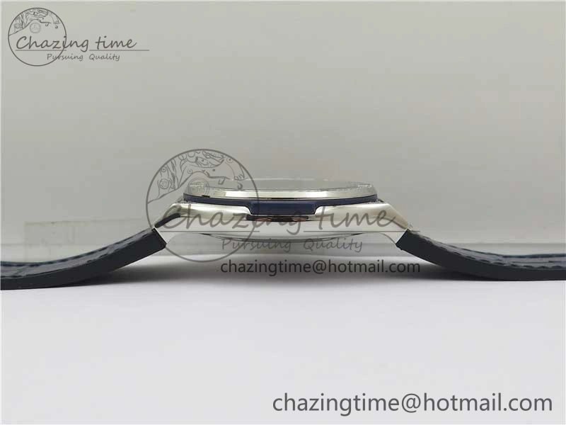 Classic Fusion 42mm SS Paved Diamonds Case Bezel B50F Blue Dial On Gummy Strap A2892