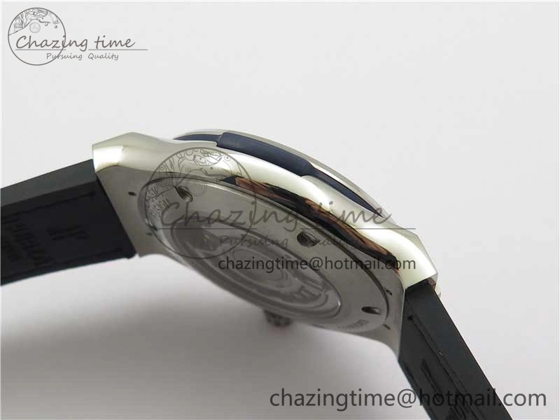 Classic Fusion 42mm SS Paved Diamonds Case Bezel B50F Blue Dial On Gummy Strap A2892