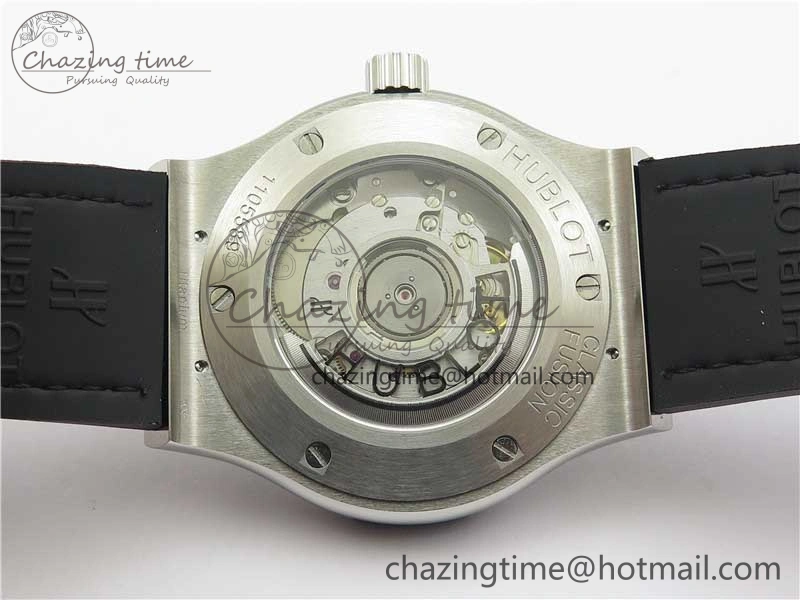 Classic Fusion 42mm SS Paved Diamonds Case Bezel B50F Blue Dial On Gummy Strap A2892