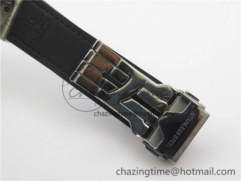 Classic Fusion 42mm SS Paved Diamonds Case Bezel B50F Blue Dial On Gummy Strap A2892