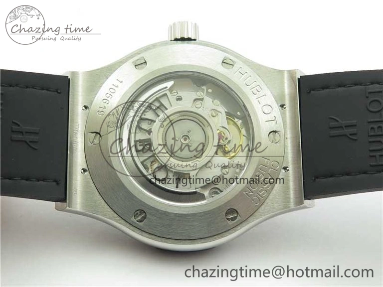 Classic Fusion 42mm SS Paved Diamonds Case Bezel B50F Gray Dial On Gummy Strap A2892