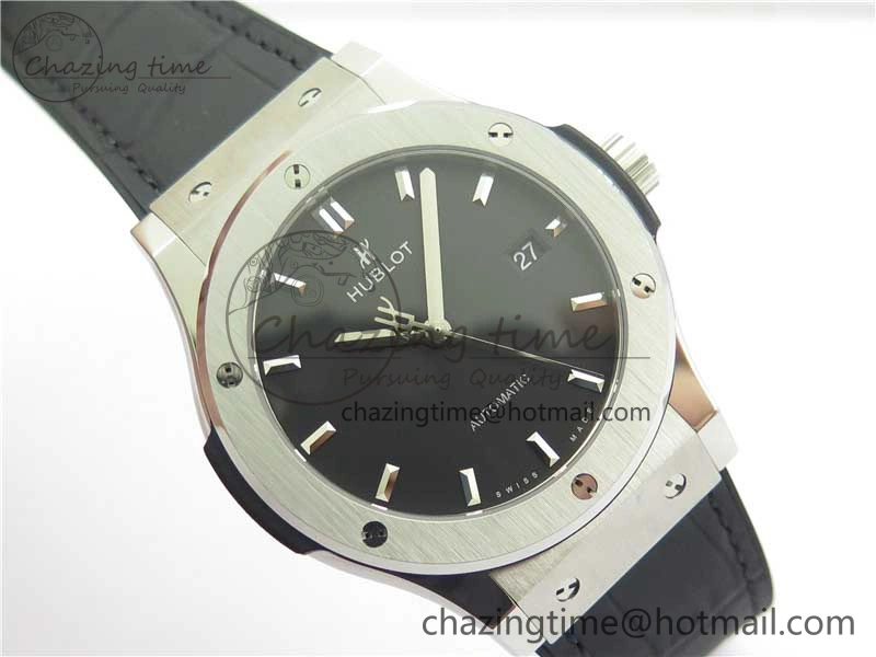 Classic Fusion 42mm SS WWF 1:1 Best Edition Black Dial On Gummy Strap Asian HB1112