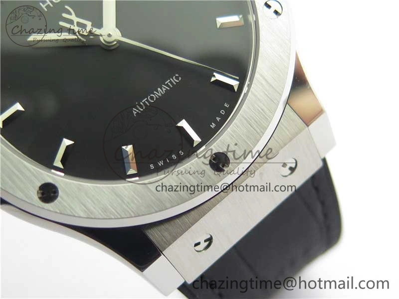 Classic Fusion 42mm SS WWF 1:1 Best Edition Black Dial On Gummy Strap Asian HB1112