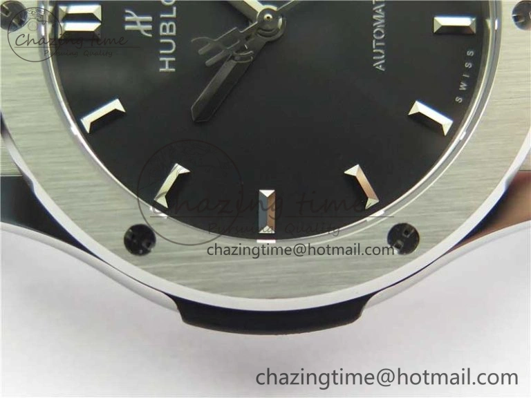 Classic Fusion 42mm SS WWF 1:1 Best Edition Black Dial On Gummy Strap Asian HB1112
