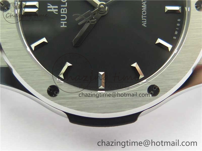 Classic Fusion 42mm SS WWF 1:1 Best Edition Black Dial On Gummy Strap Asian HB1112