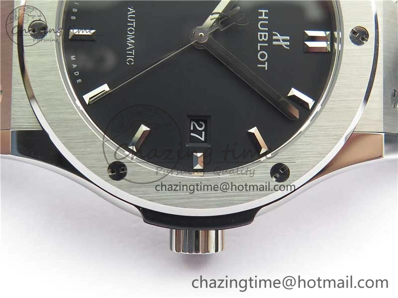 Classic Fusion 42mm SS WWF 1:1 Best Edition Black Dial On Gummy Strap Asian HB1112
