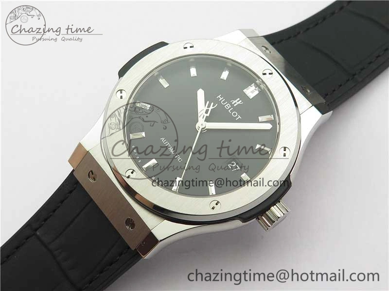 Classic Fusion 42mm SS WWF 1:1 Best Edition Black Dial On Gummy Strap Asian HB1112
