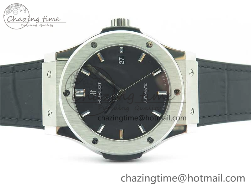 Classic Fusion 42mm SS WWF 1:1 Best Edition Black Dial On Gummy Strap Asian HB1112