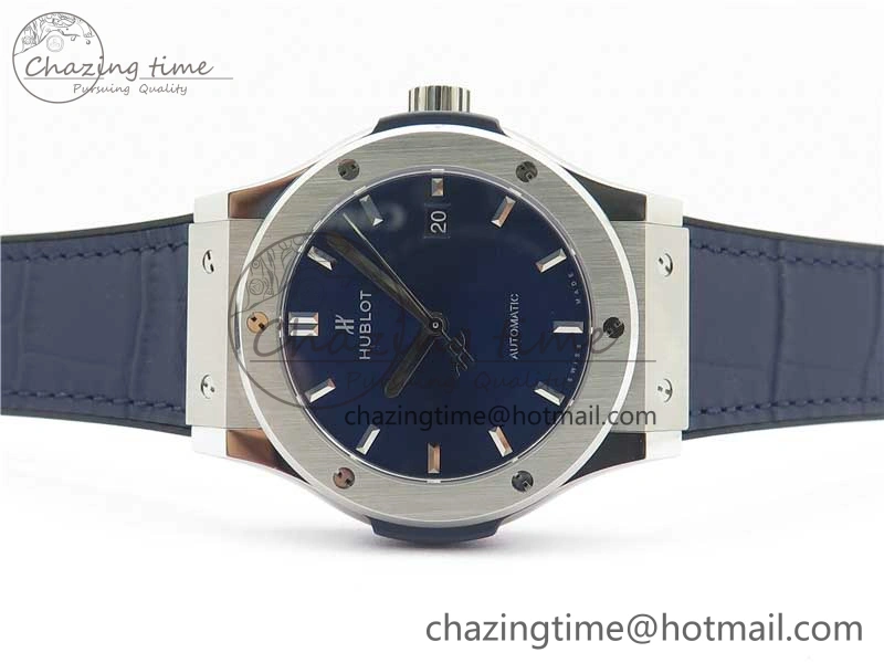 Classic Fusion 42mm SS WWF 1:1 Best Edition Blue Dial On Gummy Strap Asian HB1112