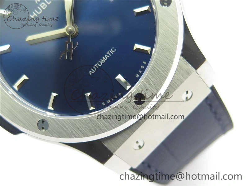 Classic Fusion 42mm SS WWF 1:1 Best Edition Blue Dial On Gummy Strap Asian HB1112