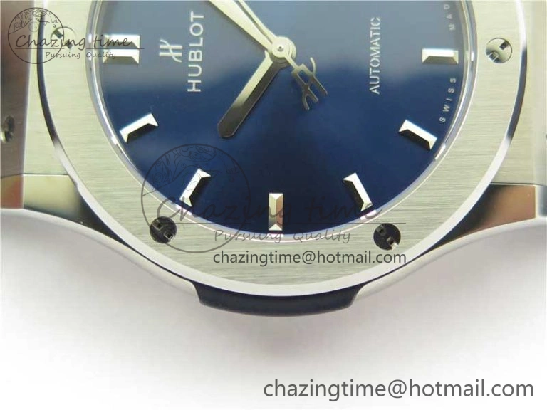 Classic Fusion 42mm SS WWF 1:1 Best Edition Blue Dial On Gummy Strap Asian HB1112