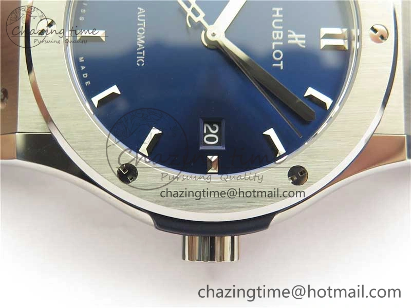 Classic Fusion 42mm SS WWF 1:1 Best Edition Blue Dial On Gummy Strap Asian HB1112