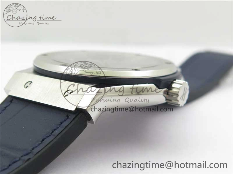 Classic Fusion 42mm SS WWF 1:1 Best Edition Blue Dial On Gummy Strap Asian HB1112