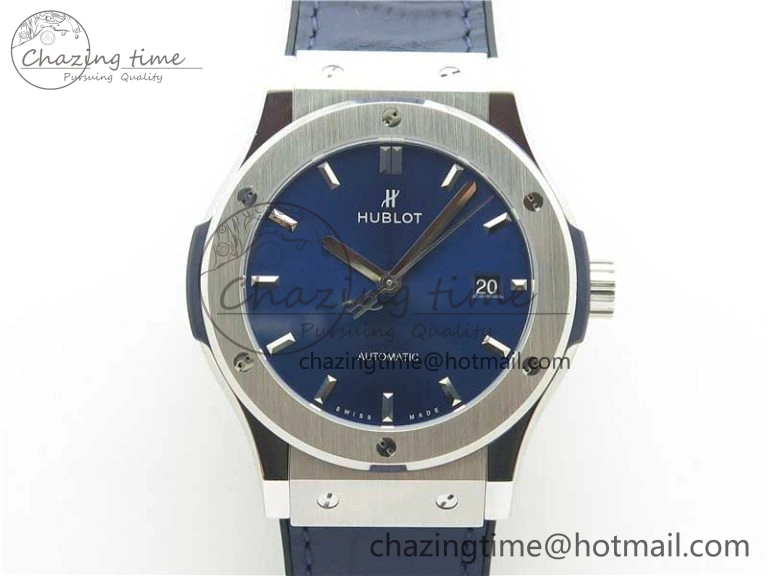 Classic Fusion 42mm SS WWF 1:1 Best Edition Blue Dial On Gummy Strap Asian HB1112