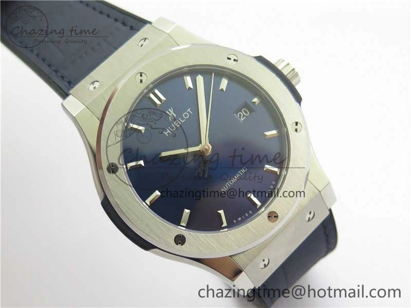 Classic Fusion 42mm SS WWF 1:1 Best Edition Blue Dial On Gummy Strap Asian HB1112