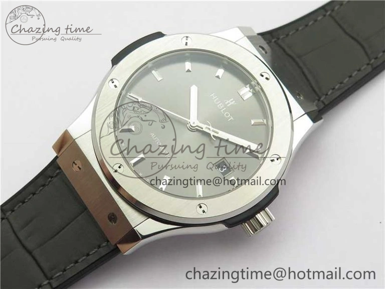Classic Fusion 42mm SS WWF 1:1 Best Edition Gray Dial On Gummy Strap Asian HB1112