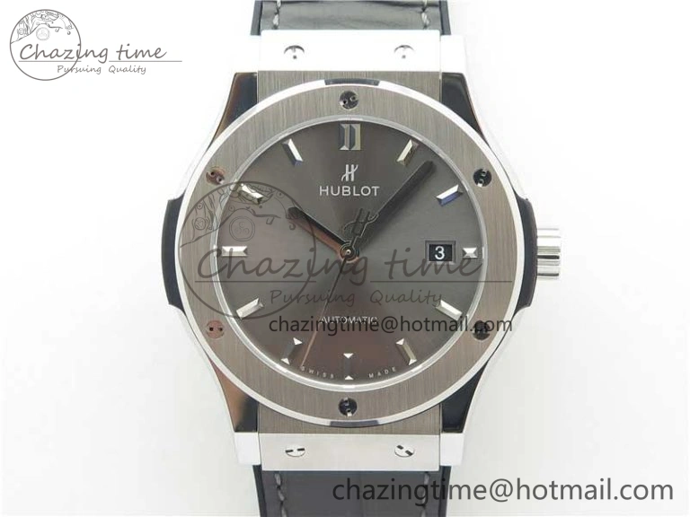 Classic Fusion 42mm SS WWF 1:1 Best Edition Gray Dial On Gummy Strap Asian HB1112