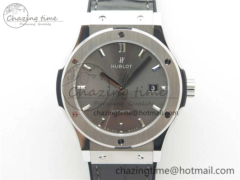 Classic Fusion 42mm SS WWF 1:1 Best Edition Gray Dial On Gummy Strap Asian HB1112