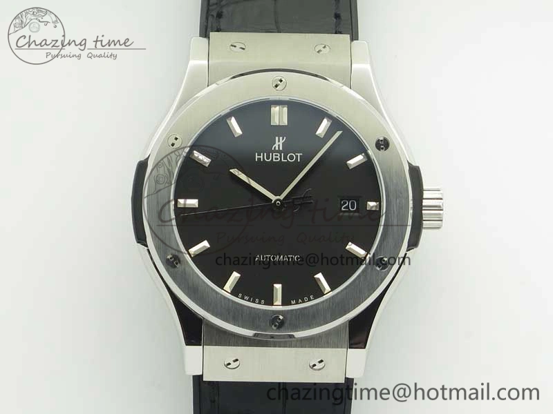 Classic Fusion 42mm Titanium F16 Factory 1:1 Best Edition Black Dial On Gummy Strap A2892