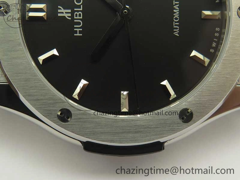 Classic Fusion 42mm Titanium F16 Factory 1:1 Best Edition Black Dial On Gummy Strap A2892