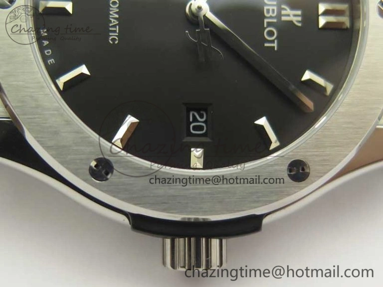 Classic Fusion 42mm Titanium F16 Factory 1:1 Best Edition Black Dial On Gummy Strap A2892