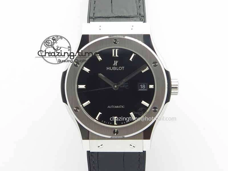 Classic Fusion 42mm Titanium JJF 1:1 Best Edition Black Dial On Gummy Strap A2892 V2