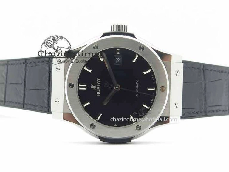 Classic Fusion 42mm Titanium JJF 1:1 Best Edition Black Dial On Gummy Strap A2892 V2