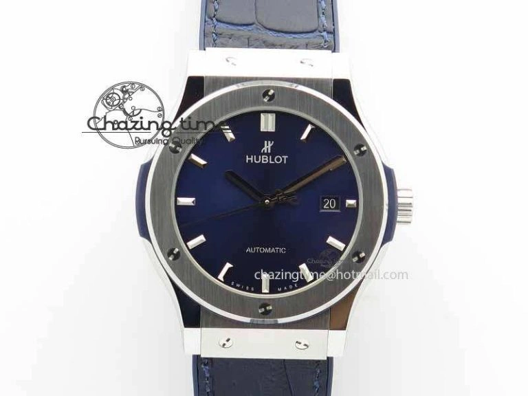 Classic Fusion 42mm Titanium JJF 1:1 Best Edition Blue Dial On Gummy Strap A2892 V2