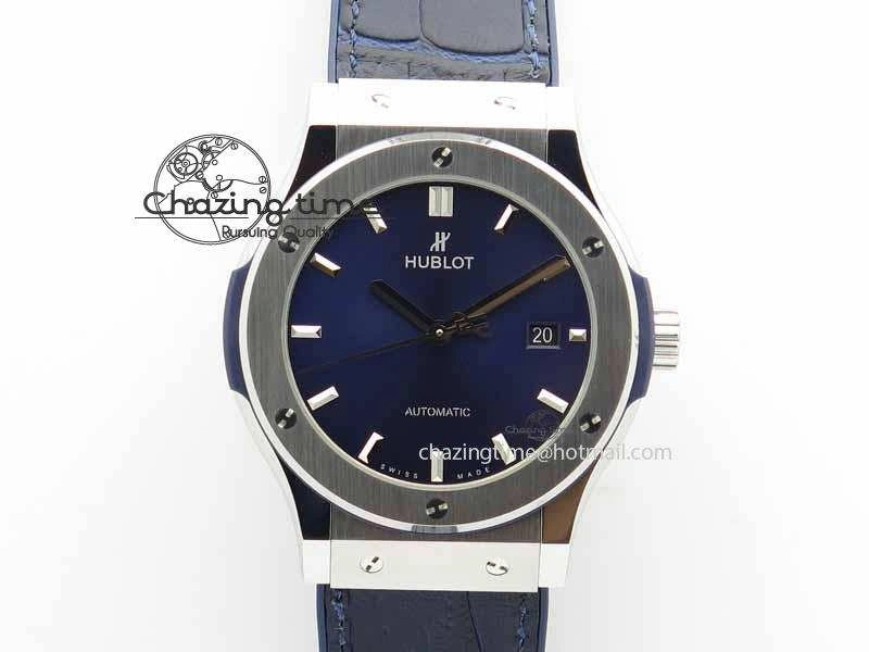 Classic Fusion 42mm Titanium JJF 1:1 Best Edition Blue Dial On Gummy Strap A2892 V2