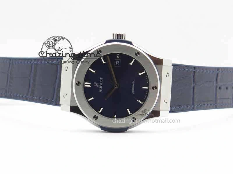 Classic Fusion 42mm Titanium JJF 1:1 Best Edition Blue Dial On Gummy Strap A2892 V2