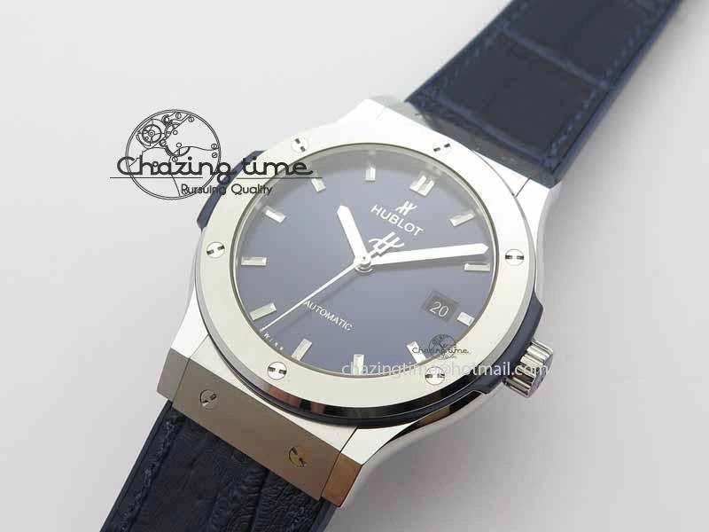 Classic Fusion 42mm Titanium JJF 1:1 Best Edition Blue Dial On Gummy Strap A2892 V2