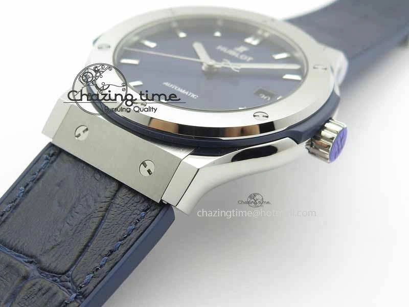 Classic Fusion 42mm Titanium JJF 1:1 Best Edition Blue Dial On Gummy Strap A2892 V2