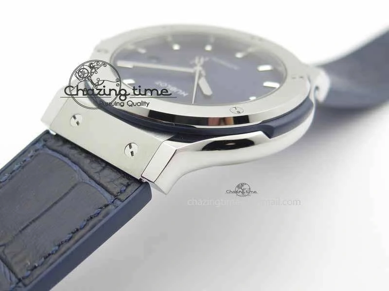 Classic Fusion 42mm Titanium JJF 1:1 Best Edition Blue Dial On Gummy Strap A2892 V2