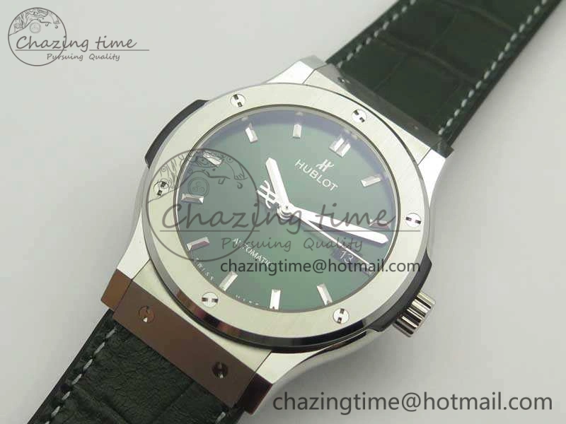 Classic Fusion 42mm Titanium JJF 1:1 Best Edition Green Dial On Gummy Strap A2892 V2