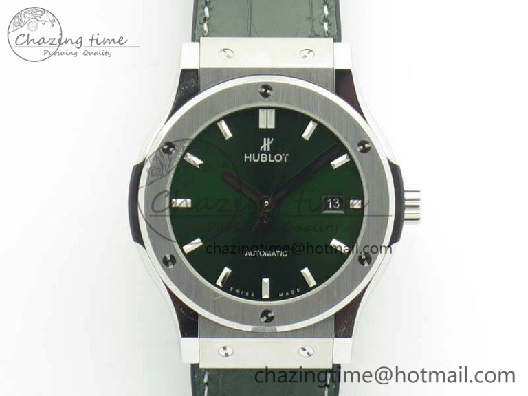 Classic Fusion 42mm Titanium JJF 1:1 Best Edition Green Dial On Gummy Strap A2892 V2