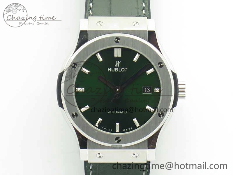 Classic Fusion 42mm Titanium JJF 1:1 Best Edition Green Dial On Gummy Strap A2892 V2