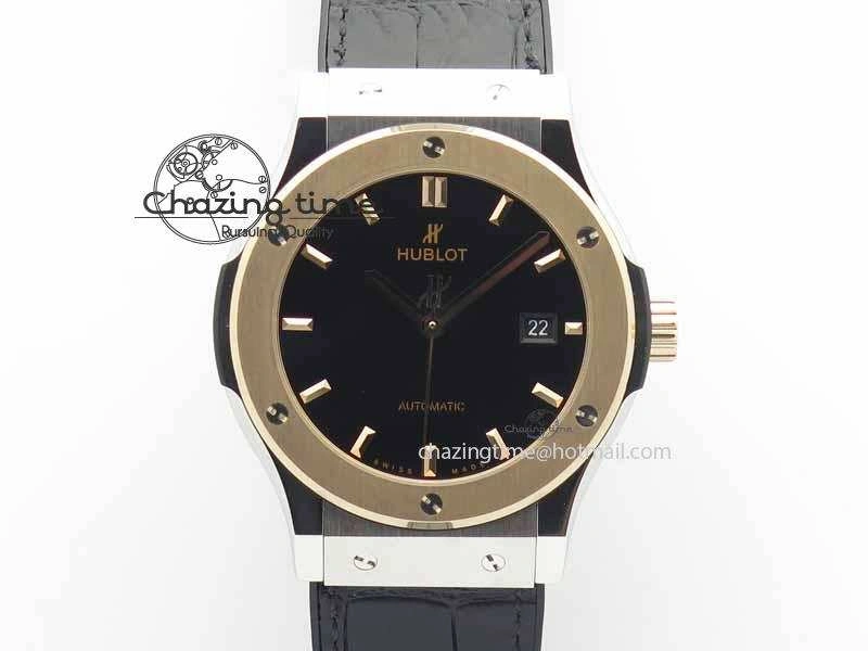 Classic Fusion 42mm Titanium JJF 1:1 Best Edition RG Bezel Black Dial On Gummy Strap A2892