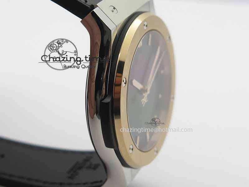 Classic Fusion 42mm Titanium JJF 1:1 Best Edition RG Bezel Black Dial On Gummy Strap A2892